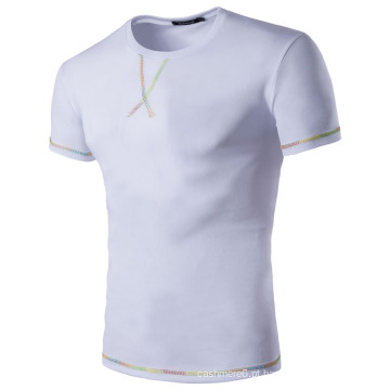 Atacado simples branco 100% algodão camisetas para homens